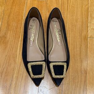 Sam Edelman Black Flats with Gold Buckle